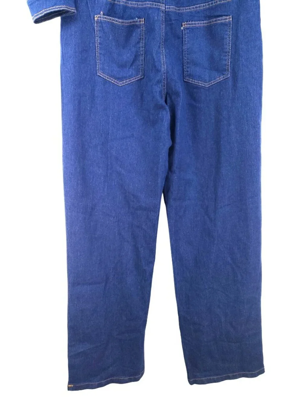 Womens XXL Dark Denim Coveralls Stretch Cotton Blend Long Sleeve Button Front - Picture 4 of 10